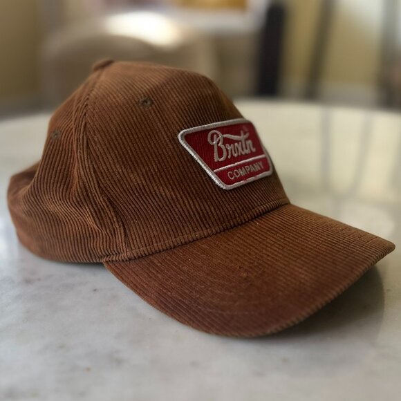 BRIXTON Linwood Netplus Bison Corduroy Snapback Hat | Corduroy Cap Red Patch - Picture 2 of 4